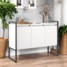 Buffet Industrial Aparador 3 Portas Tokyo - Branco Preto - 5