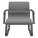 Ver imagem 2 de Kit 02 Cadeiras de Escritório Recepção Fixa Pés Preto Lev P03 Vinil Cinza - Lyam Decor