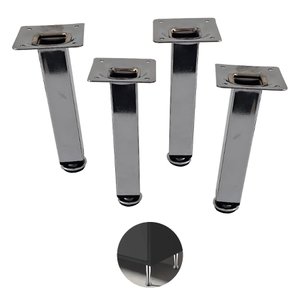 Pé Quadrado Regulável 15cm Cromado 4 Unidades