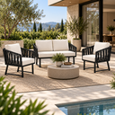 Ver imagem 6 de Conjunto Sofa + 2 Poltronas Tricô Náutico Alumínio Resistente Aquablock Área Gourmet Jardim:Preto