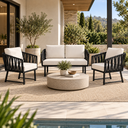 Ver imagem 5 de Conjunto Sofa + 2 Poltronas Tricô Náutico Alumínio Resistente Aquablock Área Gourmet Jardim:Preto