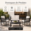 Ver imagem 2 de Conjunto Sofa + 2 Poltronas Tricô Náutico Alumínio Resistente Aquablock Área Gourmet Jardim:Preto