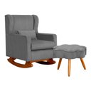 Ver imagem 1 de Poltrona C/ Puff Balanço Amamentação Aurora Suede Cinza - Lm Decor