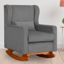 Ver imagem 2 de Poltrona C/ Puff Balanço Amamentação Aurora Suede Cinza - Lm Decor