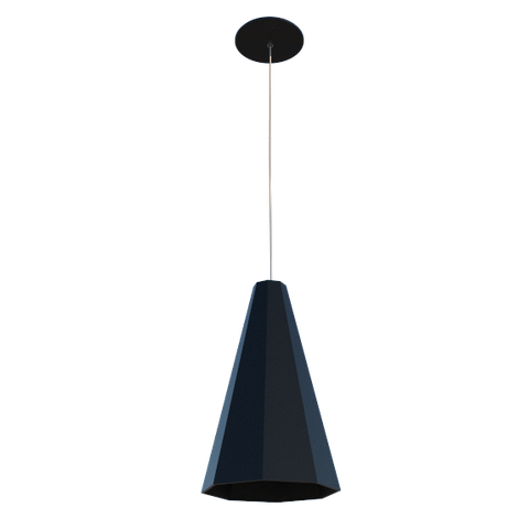 Lustre Pendente Facetado Cônico 35x21cm 1xE27 Em Madeira - Preto
