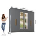Ver imagem 7 de Guarda-Roupa Casal com Espelho 6 Portas 2 Gavetas Paris Cinza/Onix