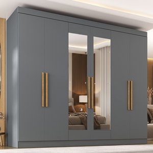 Guarda-roupa Casal com Espelho 6 Portas 2 Gavetas Paris 