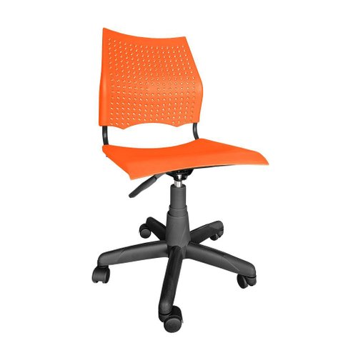 Cadeira de Escritorio Giratoria Versat para Recepção com Regulagem de Altura Plastico Laranja
