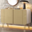 Ver imagem 2 de Aparador Buffet para Sala de Jantar 2 Portas Orgânico Pozzi B01 Off White Champgne
