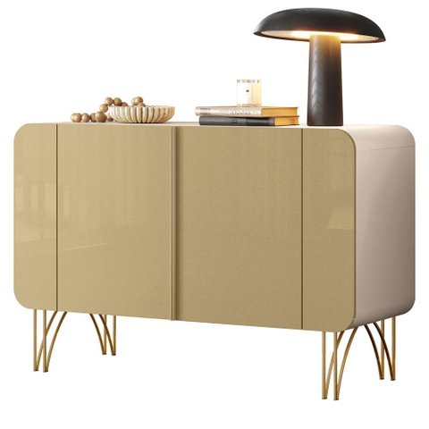 Aparador Buffet para Sala de Jantar 2 Portas Orgânico Pozzi B01 Off White Champgne