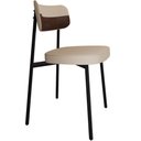 Ver imagem 5 de Kit 06 Cadeiras Estofada para Sala de Jantar Astrid Preto C01 Linho Areia Courino Whisky - Lyam
