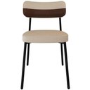 Ver imagem 2 de Kit 06 Cadeiras Estofada para Sala de Jantar Astrid Preto C01 Linho Areia Courino Whisky - Lyam