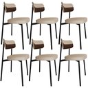 Ver imagem 1 de Kit 06 Cadeiras Estofada para Sala de Jantar Astrid Preto C01 Linho Areia Courino Whisky - Lyam