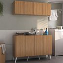 Ver imagem 2 de Conjunto Lavanderia Retrô Multiuso Armário Aéreo e Balcão 4 Portas Multimóveis Mp5053 Rustic/