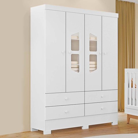 Guarda-roupas Infantil Diamante New 100% Mdf 4 Portas 4 Gavetas