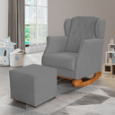 Ver imagem 1 de Poltrona Amamentação Balanço Descanso Helena com Puff Suede Cinza Twdecora