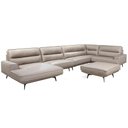 Ver imagem 1 de Sofá Evans Canto + Chaise com Puff Couro Pérola 516cm - 69881