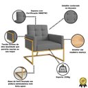 Ver imagem 3 de Poltrona Base de Ferro Dourada para Sala de Luxo Decorativa Tecido Corano