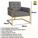 Ver imagem 2 de Poltrona Base de Ferro Dourada para Sala de Luxo Decorativa Tecido Corano