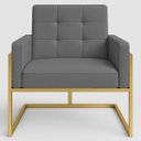 Ver imagem 4 de Poltrona Base de Ferro Dourada para Sala de Luxo Decorativa Tecido Corano