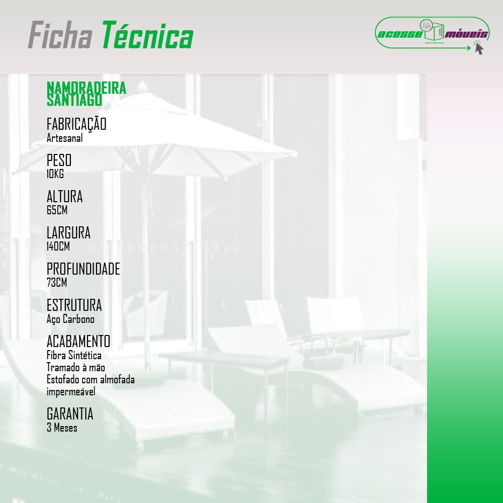 Namoradeira Santiago para Área Externa de Fibra Sintética - 5