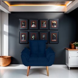 Poltrona Decorativa Paola Pes Palito Suede Azul Marinho - 2