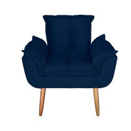 Poltrona Decorativa Paola Pes Palito Suede Azul Marinho - 3