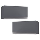 Ver imagem 1 de Kit 02 Armários Aéreo Geladeira Cozinha Andréia 60cm 01 Porta Cinza Escuro - Desk Design AJL Móveis