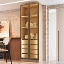 Ver imagem 1 de Cristaleira Lumini Armário 2 Portas Reflectas com LED 100% MDF Requinte+ Bege