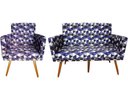Ver imagem 1 de Kit Namoradeira + 1 Poltrona Decorativa Nina Suede Triângulo Roxo Pés Madeira Ms Decor