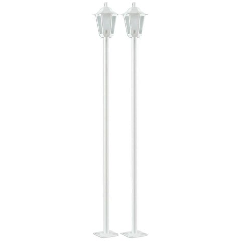 Jogo 2 Postes Brancos de Jardim 1,71m Termoplástico Lente Fosca Luminária Decorativa Grega Dital