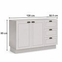 Ver imagem 3 de Balcão para Pia Modelo Americano Provençal 2 Portas 3 Gavetas Frentes em MDF sem Tampo Branco