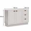 Ver imagem 3 de Balcão para Pia Modelo Americano Provençal 2 Portas 3 Gavetas Frentes em MDF sem Tampo Conecta Branco