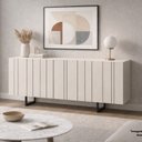 Ver imagem 1 de Buffet Aparador 100% MDF 4 Portas Frisado 180cm Pés em Metal Preto Luna