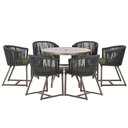 Ver imagem 1 de Mesa e 6 Cadeiras Jantar Noronha Marrom E13 Trama Original Preto