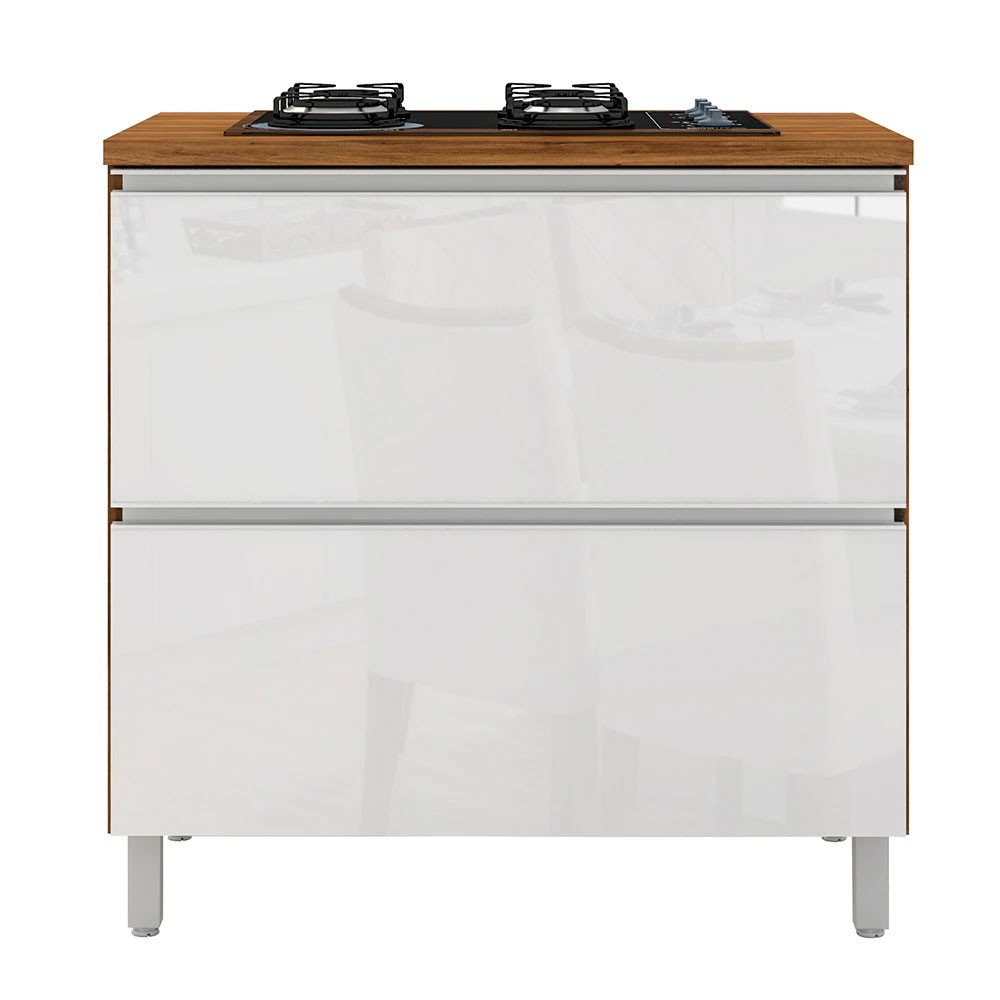 Balcão para Cooktop de 4 Bocas Bartira Amazonita com 1 Porta e 1 Gaveta