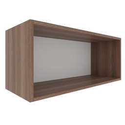 Armário Aéreo Multiuso Flutuante Parede Cozinha 1 Porta Basculante MDF Organizador Marrom Madeira - 4