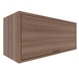 Armário Aéreo Multiuso Flutuante Parede Cozinha 1 Porta Basculante MDF Organizador Marrom Madeira - 2