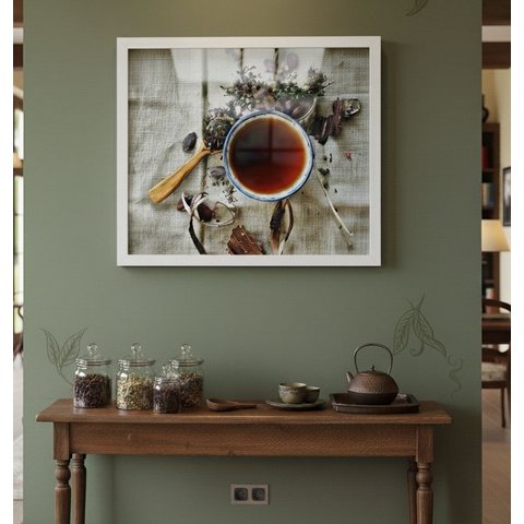 Quadro Decorativo Xícara Colher de Chá - 50x70cm:moldura Branca