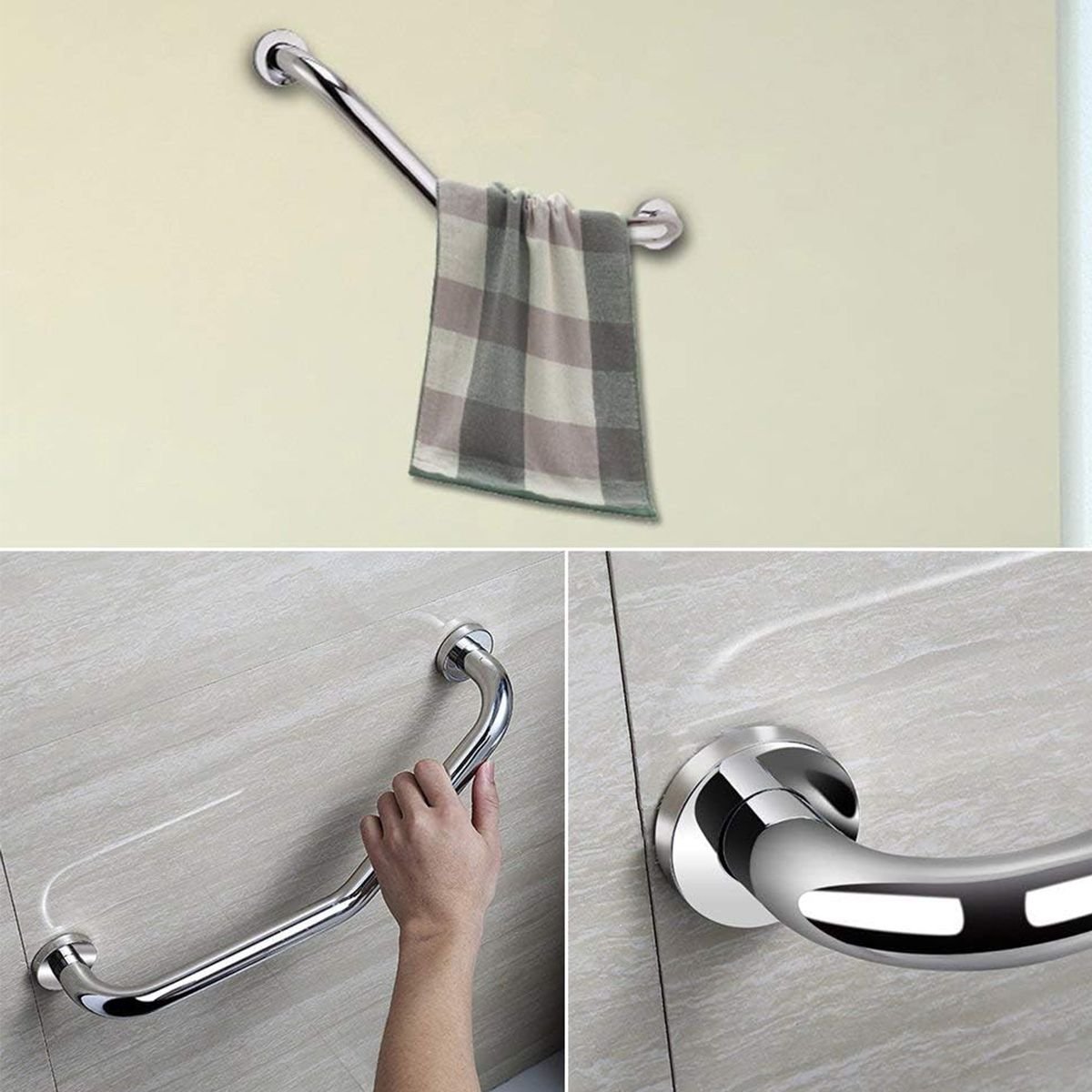 Barra de Apoio 25x25cm Angular Aço Inox Acessibilidade Banheiro Box Criança Gestante Idoso Segurança - 2