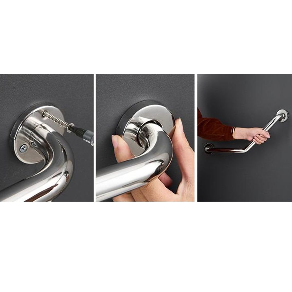 Barra de Apoio 25x25cm Angular Aço Inox Acessibilidade Banheiro Box Criança Gestante Idoso Segurança - 5
