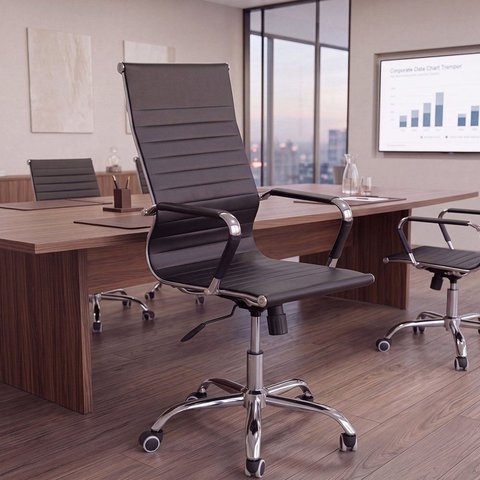 Cadeira de Escritório Office Giratória Altura Ajustável Preto