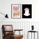 Ver imagem 1 de Kit 2 Quadros Coffee Is The Answer 45x34cm - com Vidro:moldura Preta
