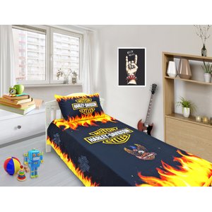 Jogo De Lençol Decorativo E Fronha Solteiro Harley Davidson , Kit 2 pçs