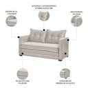 Ver imagem 3 de Sofá Cama Casal Articulável 2 Lugares Londres Suede Bege - D'monegatto