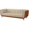 Sofá 3 Lugares 240cm Coin Pu Caramelo | Bouclé Suave Off White - Sallar Home - 7