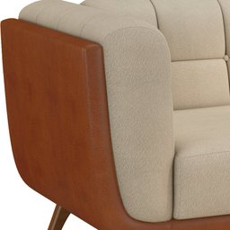 Sofá 3 Lugares 240cm Coin Pu Caramelo | Bouclé Suave Off White - Sallar Home - 6