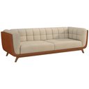 Ver imagem 1 de Sofá 3 Lugares 240cm Coin Pu Caramelo | Bouclé Suave Off White - Sallar Home