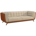 Ver imagem 1 de Sofá 3 Lugares 240cm Coin PU Caramelo | Bouclé Suave Off White - Sallar Home