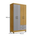 Ver imagem 4 de Guarda-roupa Solteiro 4 Portas 2 Gavetas Rp2426 Ipê/griseo - Decibal